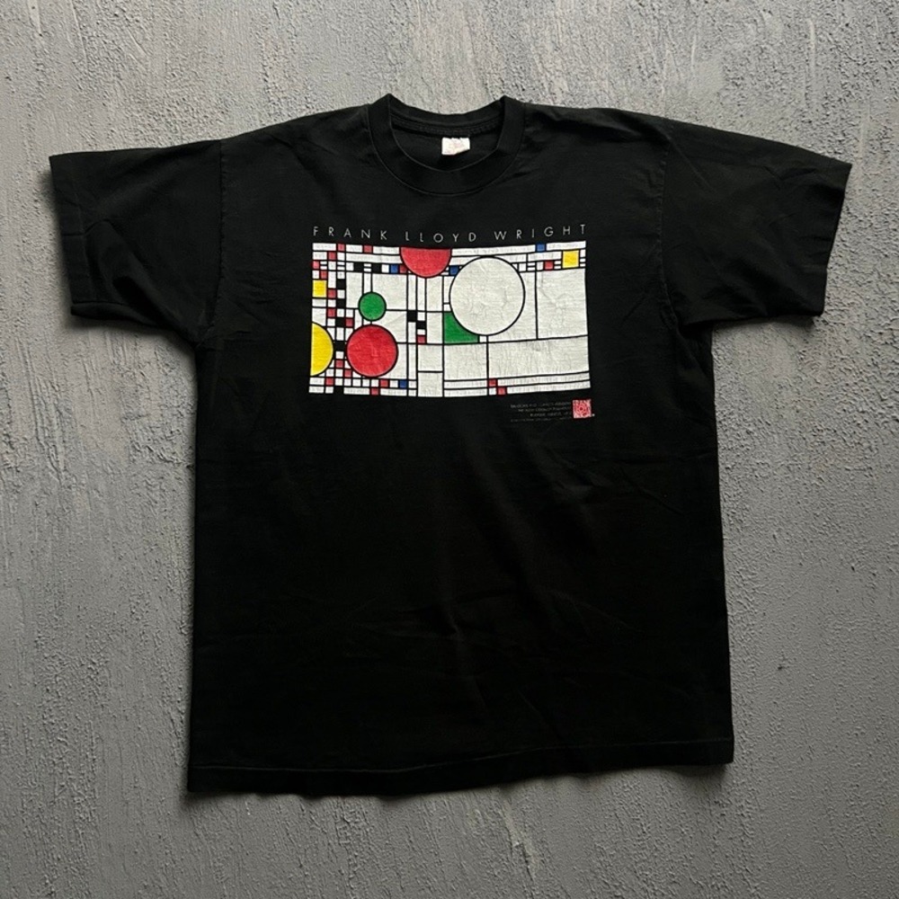 Vintage Frank‎ Lloyd Wright Shirt XL Black 1990s Art